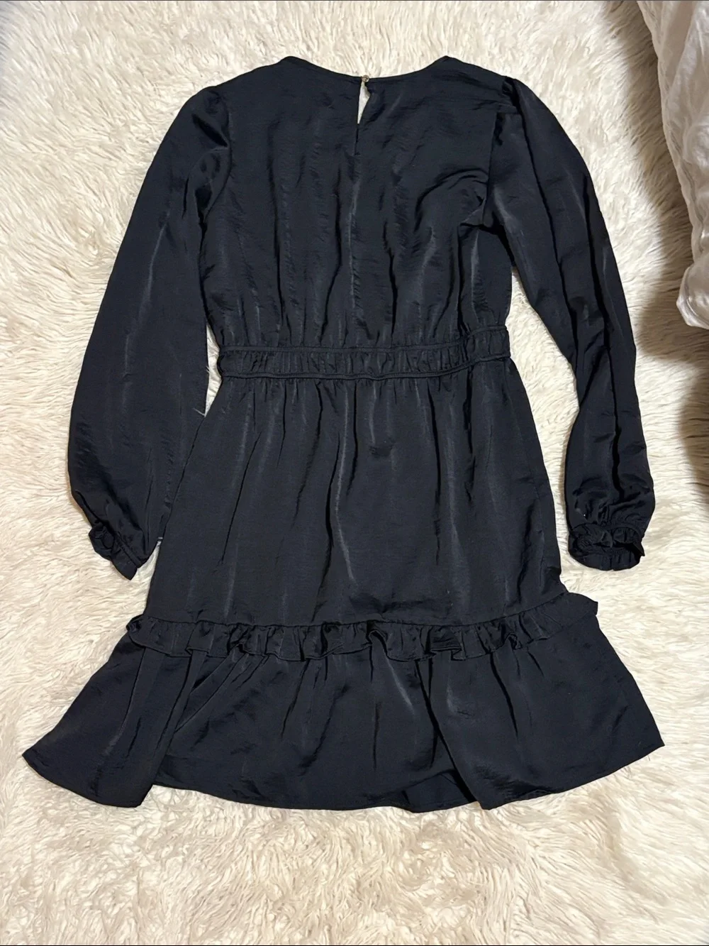 Knox Rose Black Long-Sleeve Ruffle Hem Dress